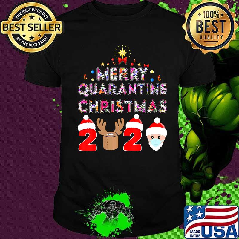 Floral Merry Quarantine Christmas 2020 Pajamas women Girls T-Shirt