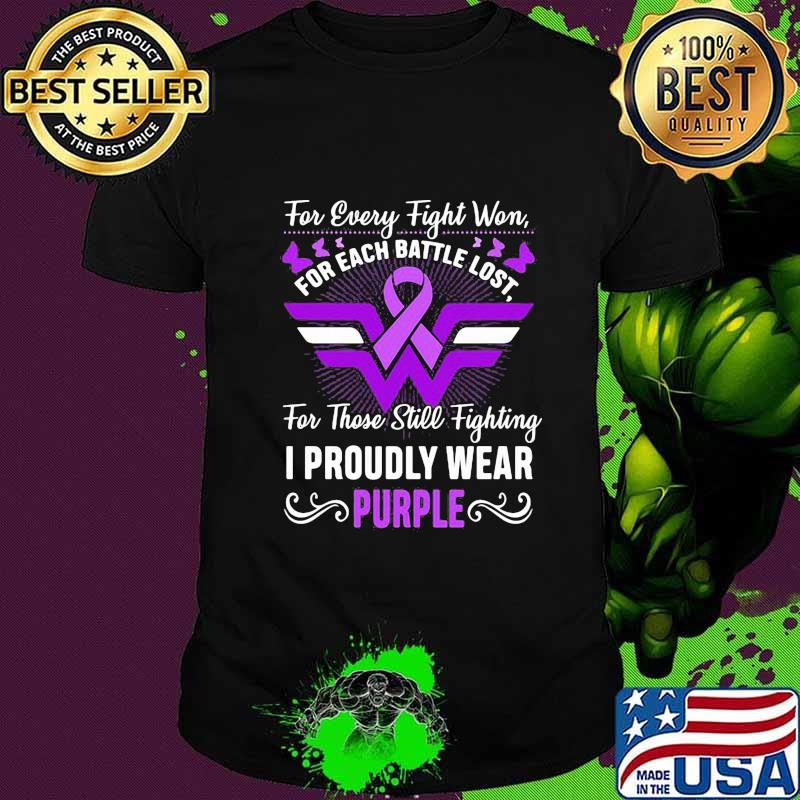 For every fight won for each battle lost for those still fighting i proudly wear purple shirt For every fight won for each battle lost for those still fighting i proudly wear purple shirt