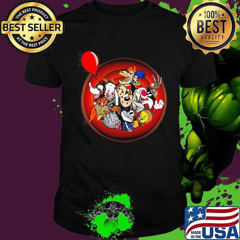 Halloween horror characters cartoon shirt