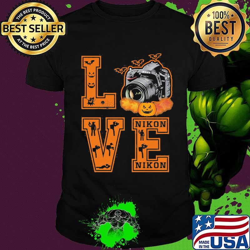 Halloween love camera nikon pumpkin shirt