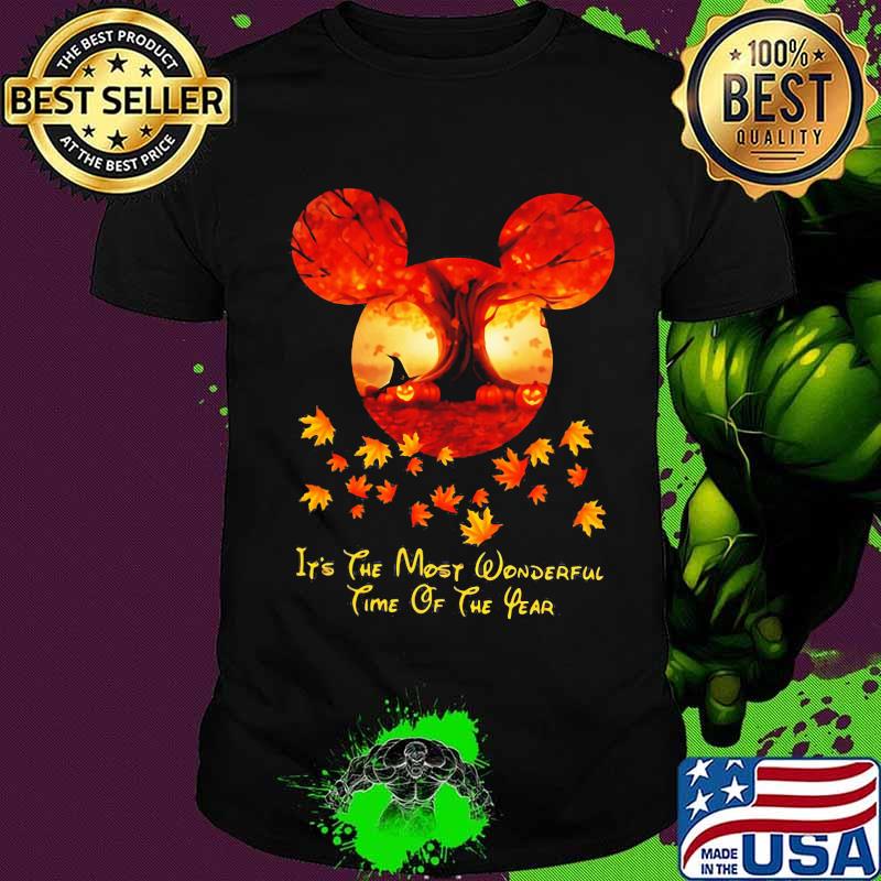 Halloween mickey mouse it's the most wonderful time of the year leaves map shirt