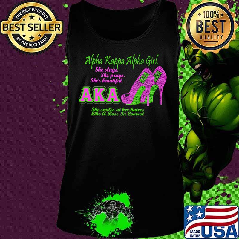 High heels alpha kappa alpha girl she slays she prays she's beautiful aka s Tank top High heels alpha kappa alpha girl she slays she prays she's beautiful aka s Tank top