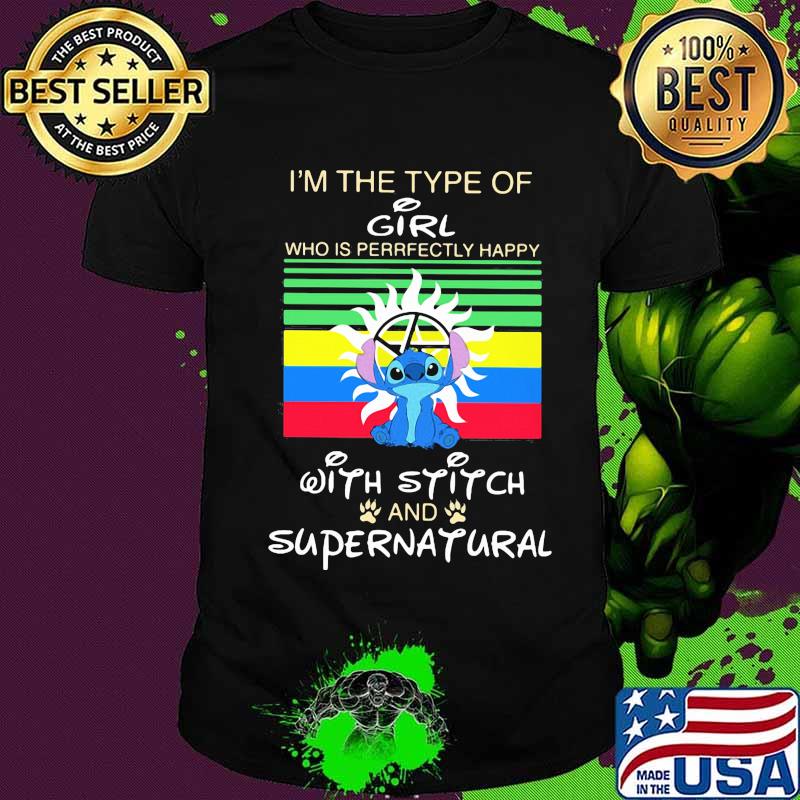 I'm a type of girl who is perfectly happy with stitch and supernatural vintage retro shirt