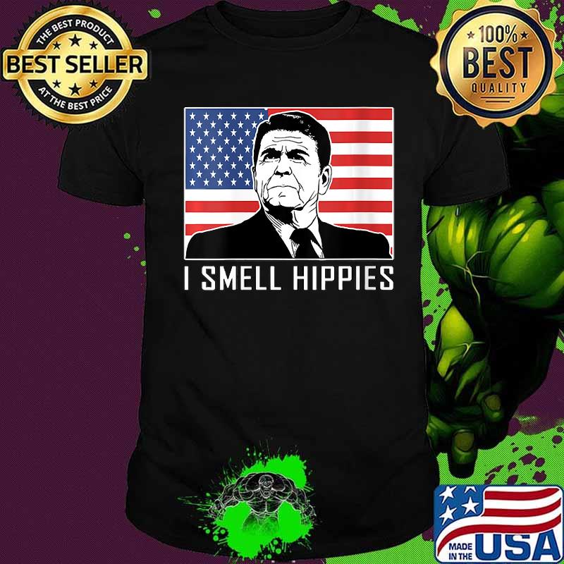 I Smell Hippies Ronald Reagan American flag Shirt