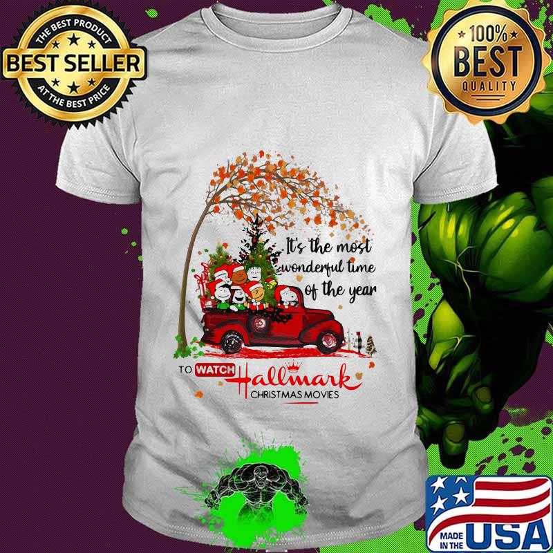 It's the most wonderful time of the year to watch hallmark christmas movies the peanuts leaves tree shirt