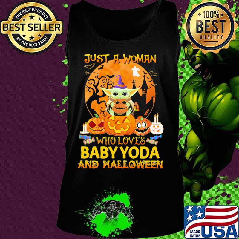 Just a woman who loves baby yoda and halloween moon s Tank top Just a woman who loves baby yoda and halloween moon s Tank top