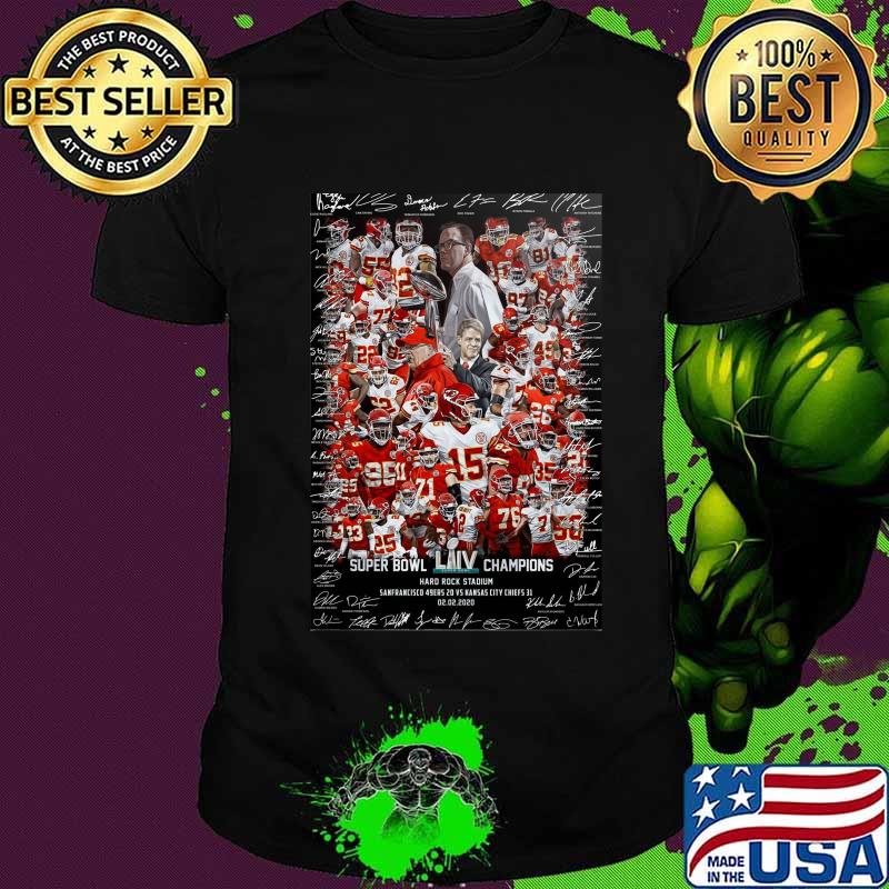 Kansas city chiefs super bowl liv champions signatures shirt