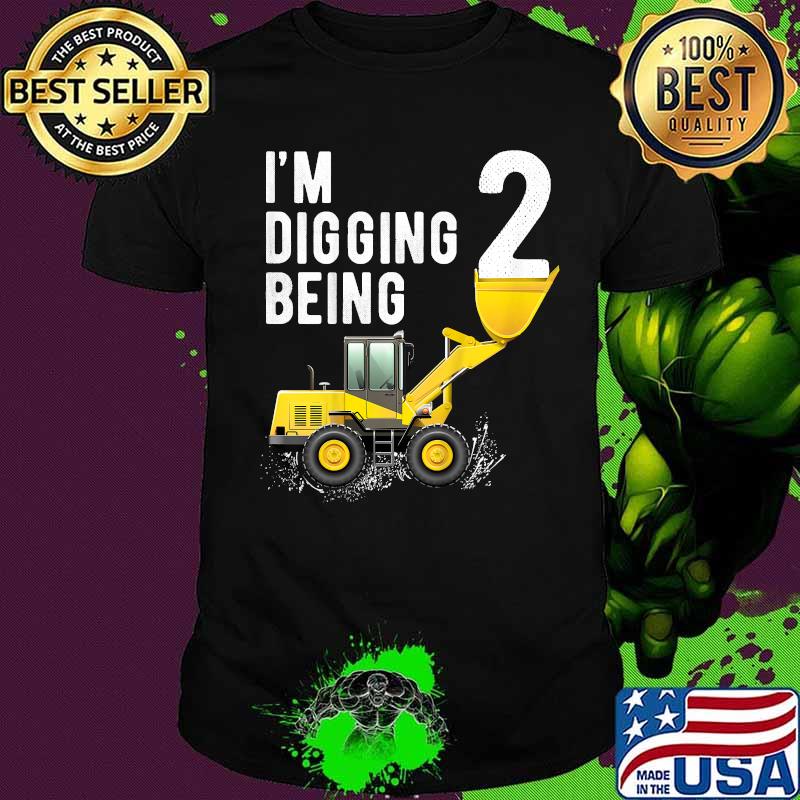 Kids 2nd Birthday boy Bulldozer Construction 2 Year Old T Shirt