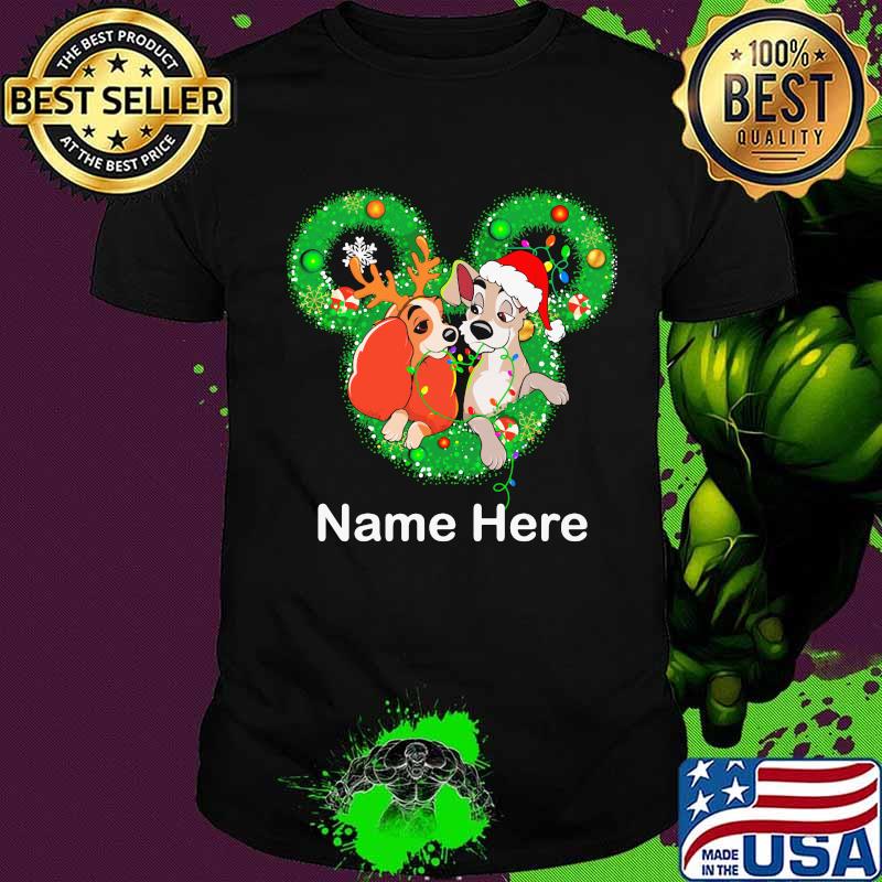 Lady and the tramp mickey mouse name here christmas shirt