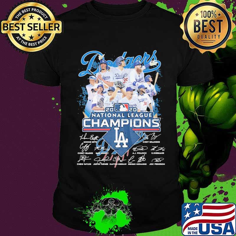 Los angeles dodgers 2020 national league champions signatures shirt