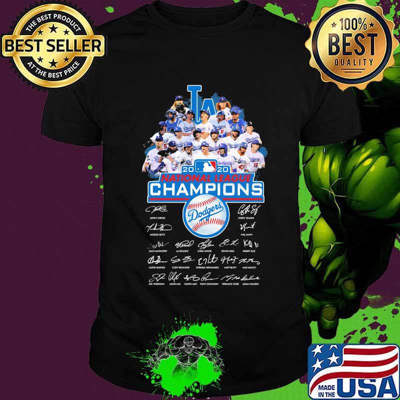 Los angeles dodgers 2020 national league champions signatures shirt