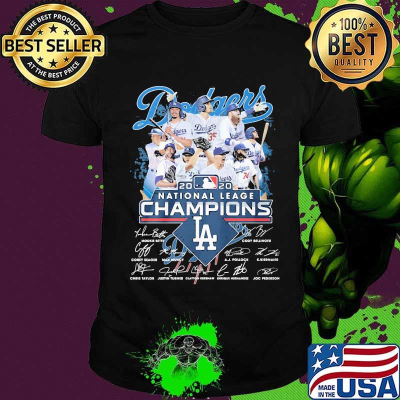Los angeles dodgers baseball 2020 national league champions signatures shirt