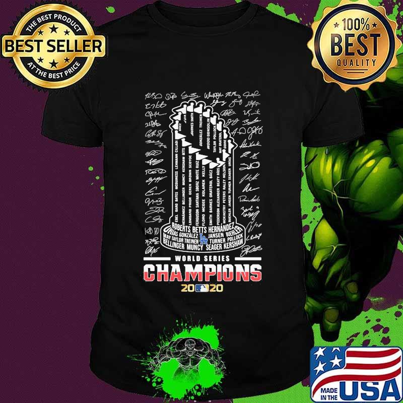 Los angeles dodgers world series champions 2020 signatures logo shirt