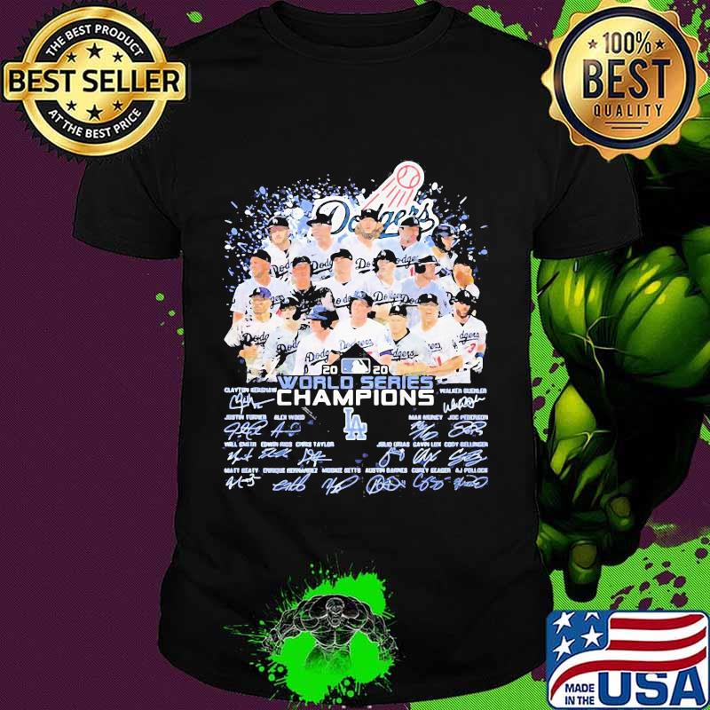 Los angeles dodgers world series champions signatures 2020 shirt