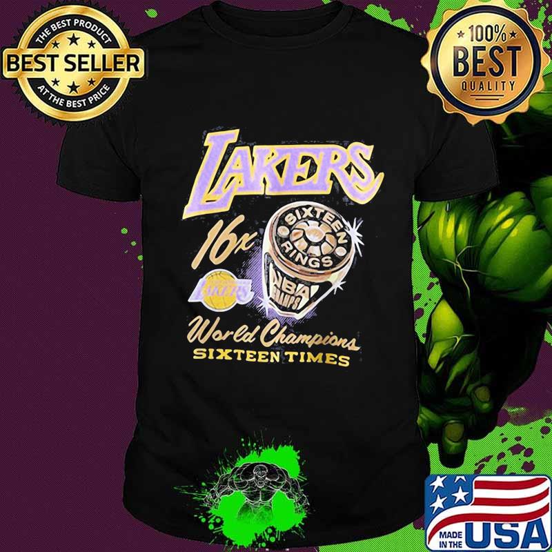 Los angeles lakers 16x world champions sixteen times shirt