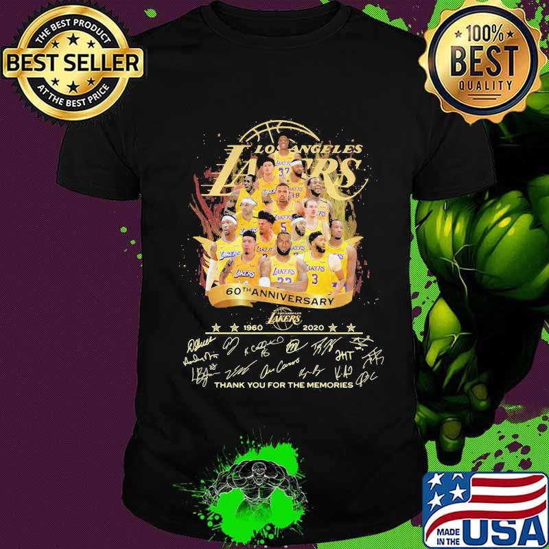 Los angeles lakers 60th anniversary 1960 2020 thank for the memories signatures shirt
