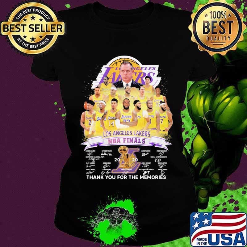 Los angeles lakers nba finals 2020 thank for the memories signatures s Ladies tee Los angeles lakers nba finals 2020 thank for the memories signatures s Ladies tee