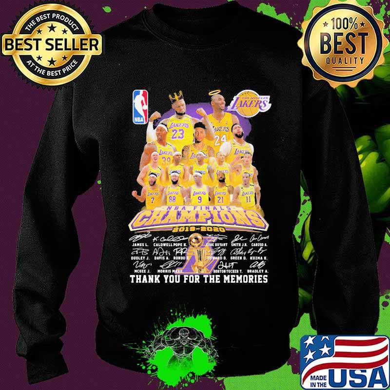 Los angeles lakers nba finals champions 2015 2020 thank for the memories signatures s Sweater Los angeles lakers nba finals champions 2015 2020 thank for the memories signatures s Sweater