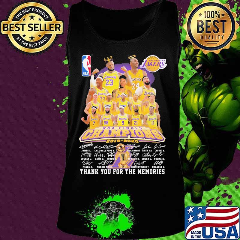 Los angeles lakers nba finals champions 2015 2020 thank for the memories signatures s Tank top Los angeles lakers nba finals champions 2015 2020 thank for the memories signatures s Tank top
