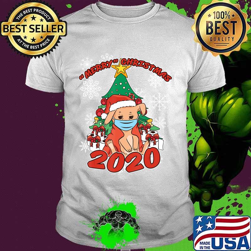 Merry christmas 2020 bunny with mask at christmas shirt