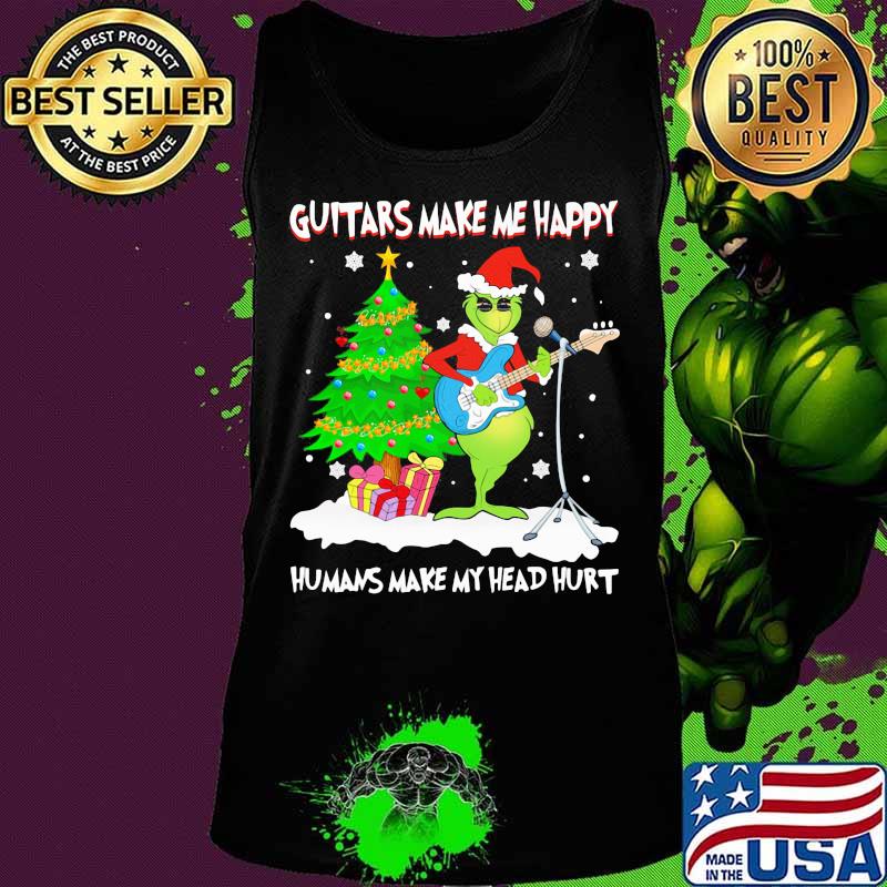 Merry christmas grinch guitars make me happy humans make my head hurt s Tank top Merry christmas grinch guitars make me happy humans make my head hurt s Tank top