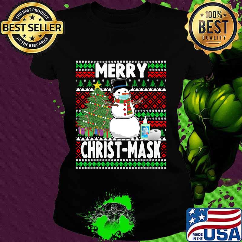 Merry christmas snowman wearing mask covid 19 s Ladies tee Merry christmas snowman wearing mask covid 19 s Ladies tee