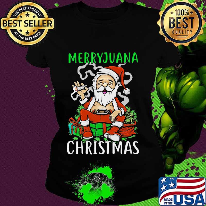Merryjuana christmas santa smoking s Ladies tee Merryjuana christmas santa smoking s Ladies tee