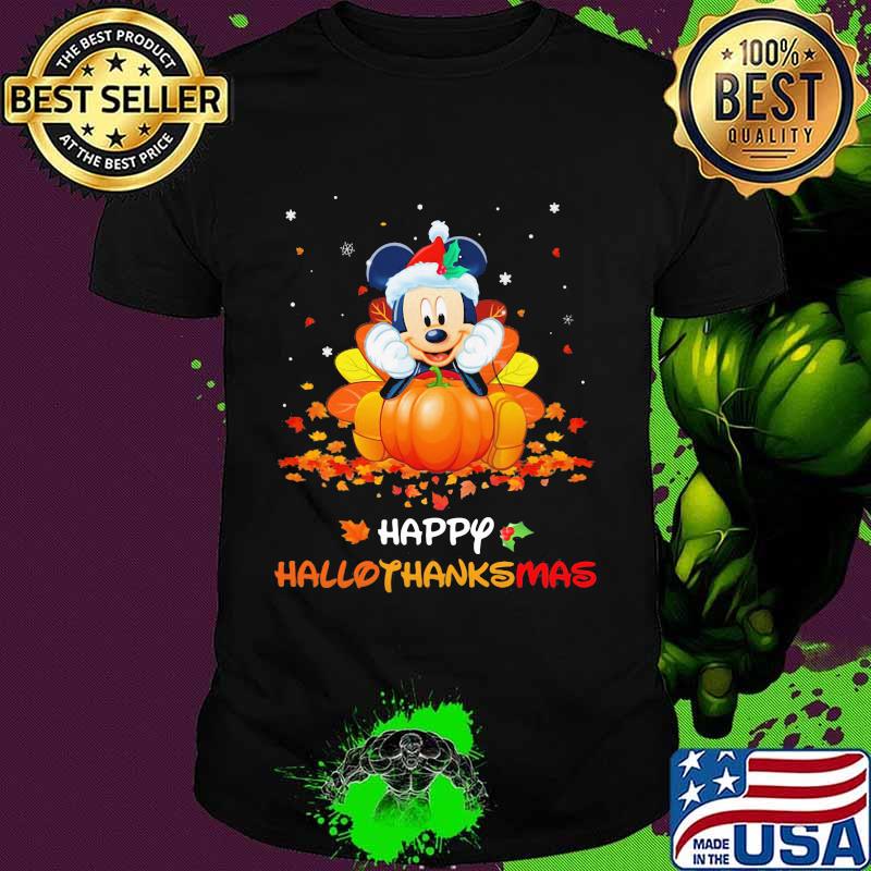 Mickey mouse happy hallothanksmas halloween thanksgiving christmas shirt