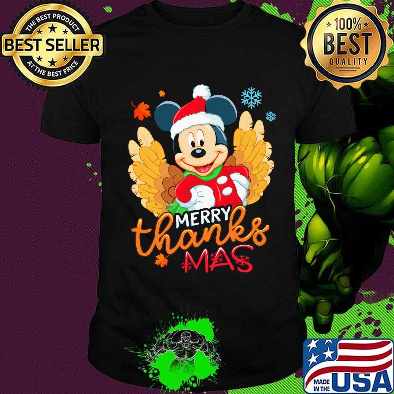 Mickey mouse happy merrythanksmas thanksgiving christmas shirt