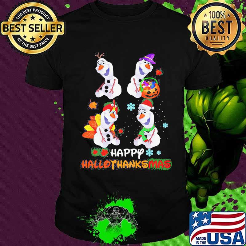 Olaf snowman happy hallothanksmas halloween thanksgiving christmas shirt