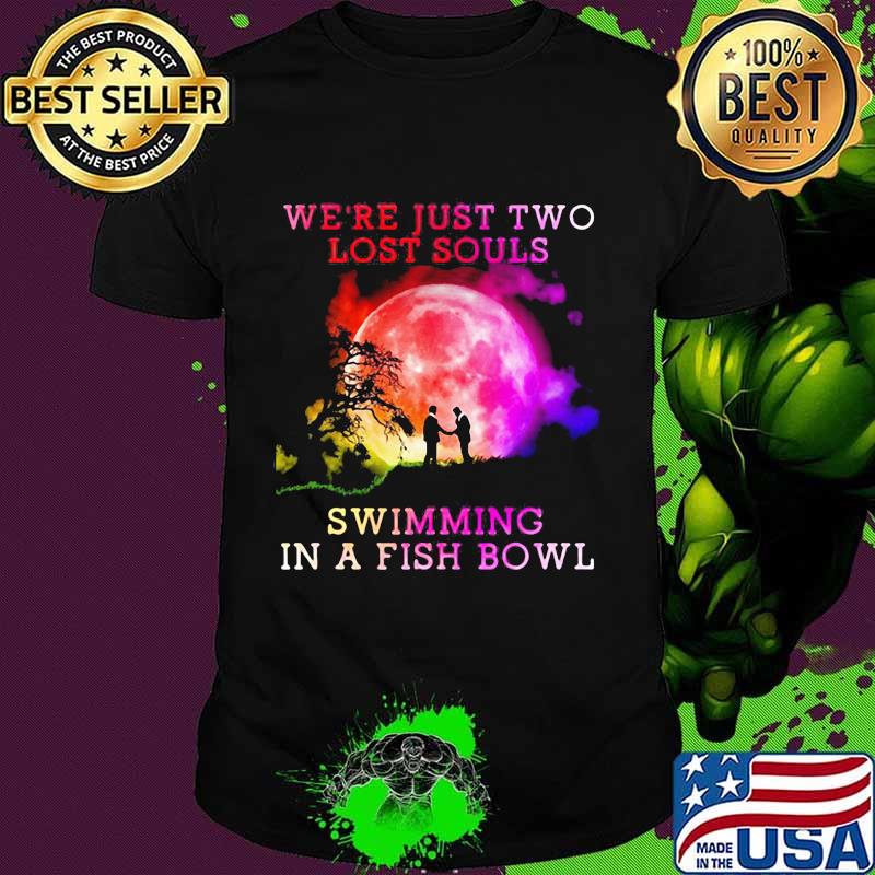 Pink floyd band we're just two lost souls swimming in a fish bowl moon shirt