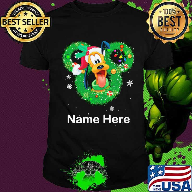 Pluto dog mickey mouse name here christmas shirt