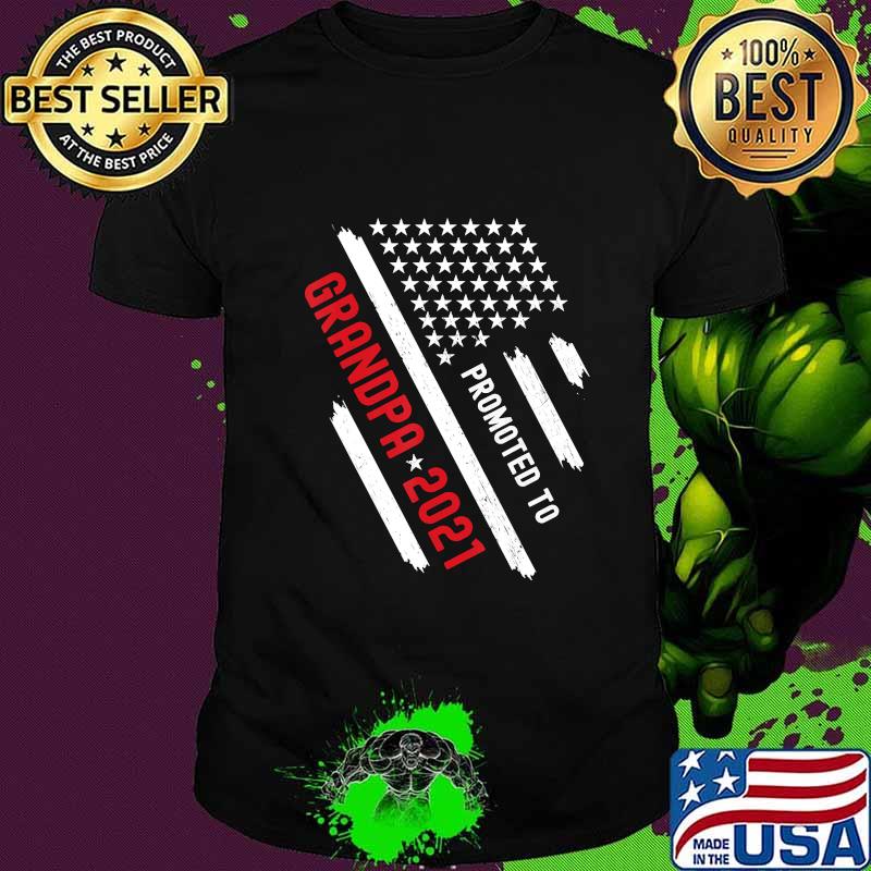 Promoted to grandpa 2021 line red american flag shirt