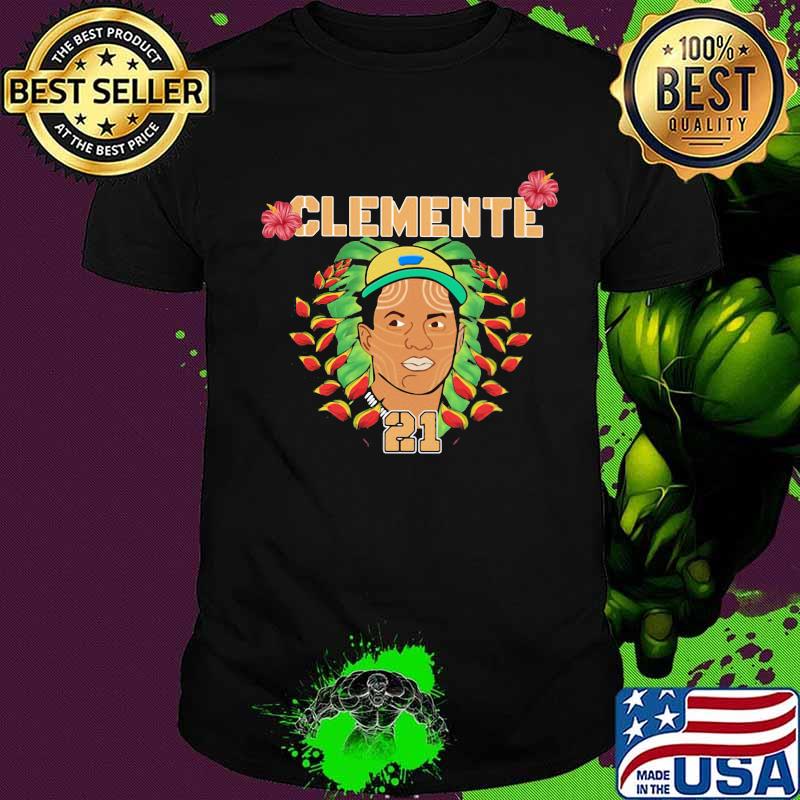 Roberto clemente 21 baseball player flowers art shirt