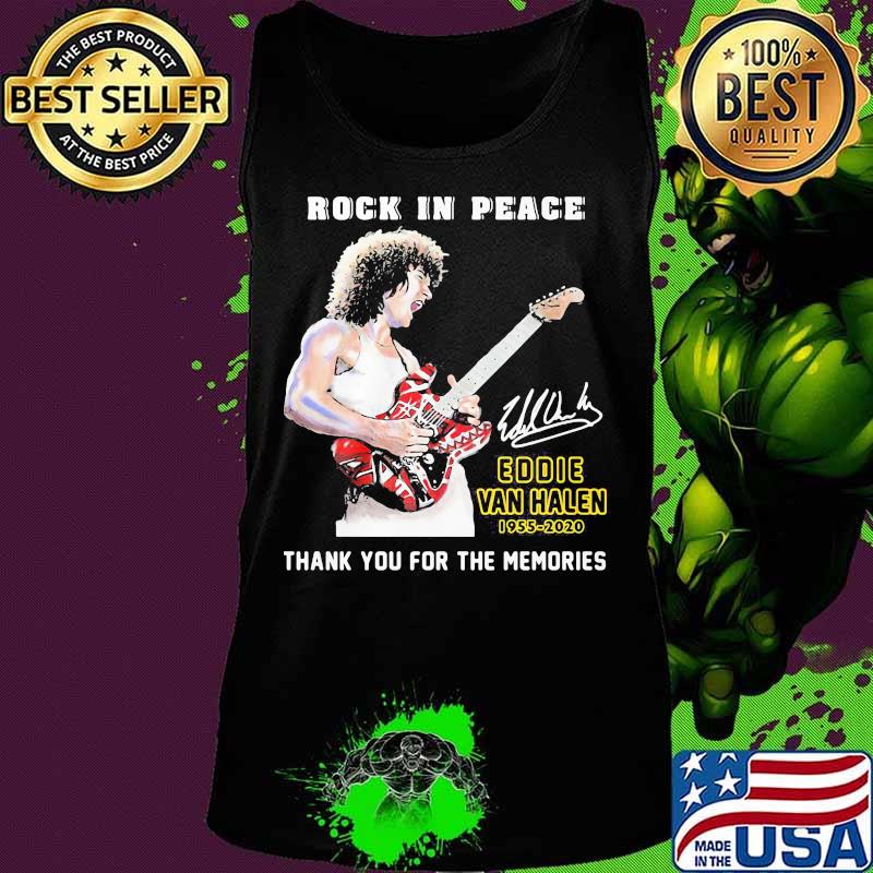 Rock in peace eddie van halen 1955 2020 thank for the memories signature s Tank top Rock in peace eddie van halen 1955 2020 thank for the memories signature s Tank top