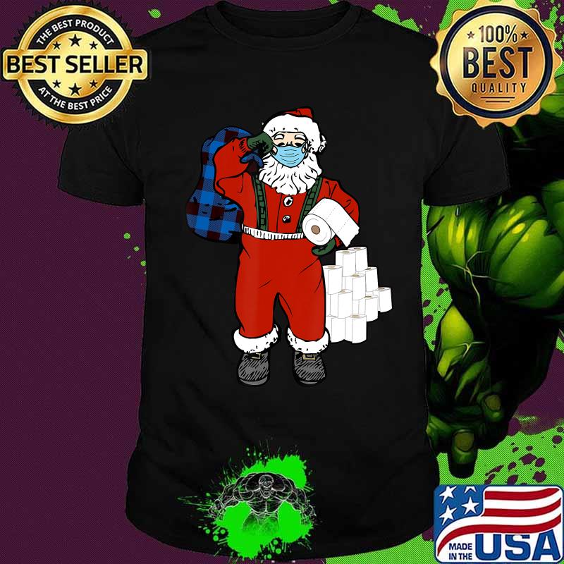 Santa With Face Mask And Toilet Paper Christmas Shirt