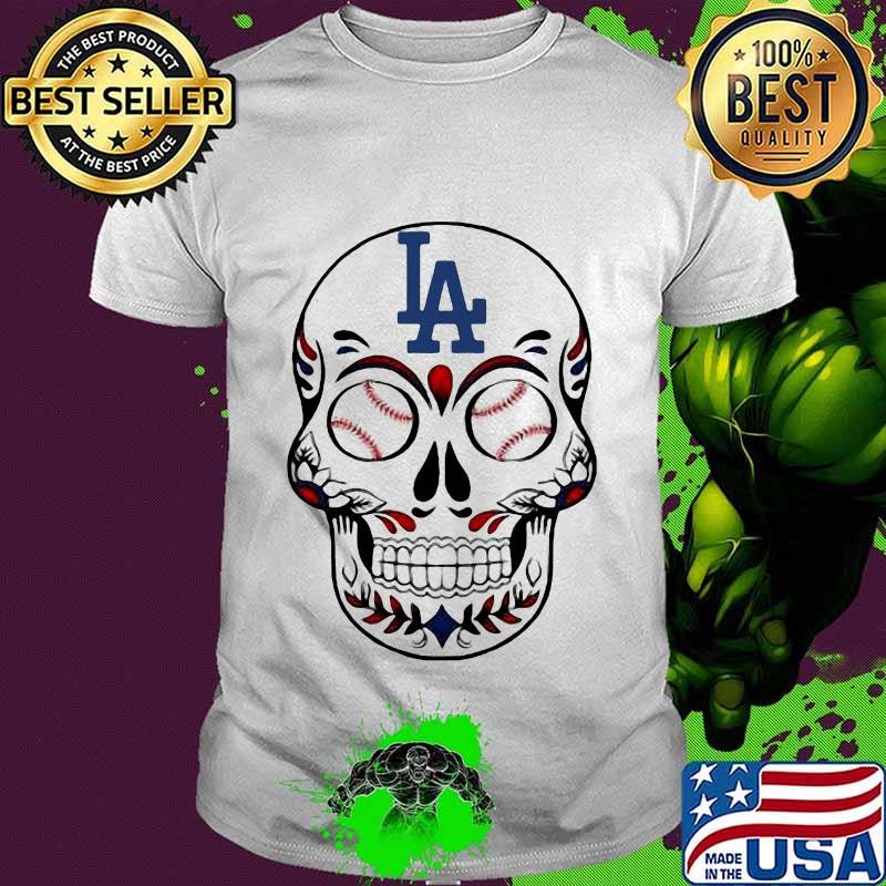 Skull Los Angeles LA Dodgers Logo Baseball Shirt