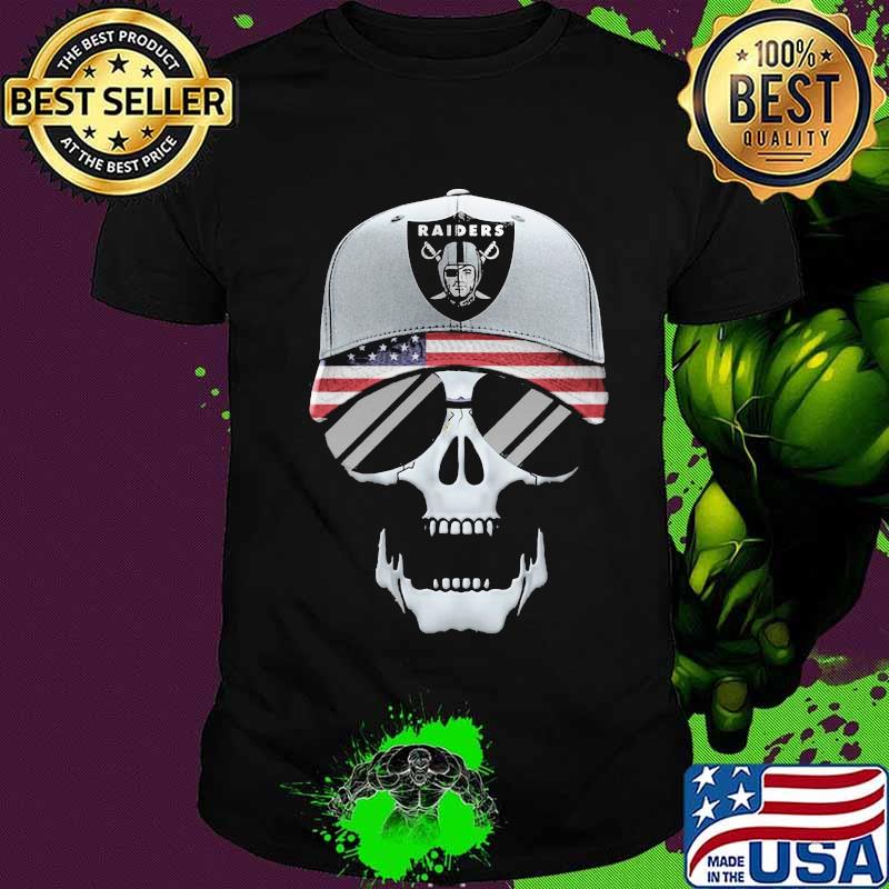 Skull oklahoma raiders logo american flag shirt