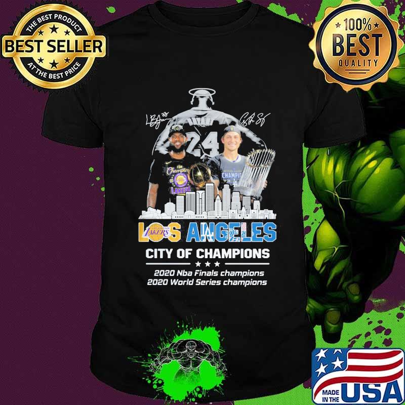 Sky Tower los angeles lakers city of champions 2020 nba finals champions 2020 world series champions signatures shirt