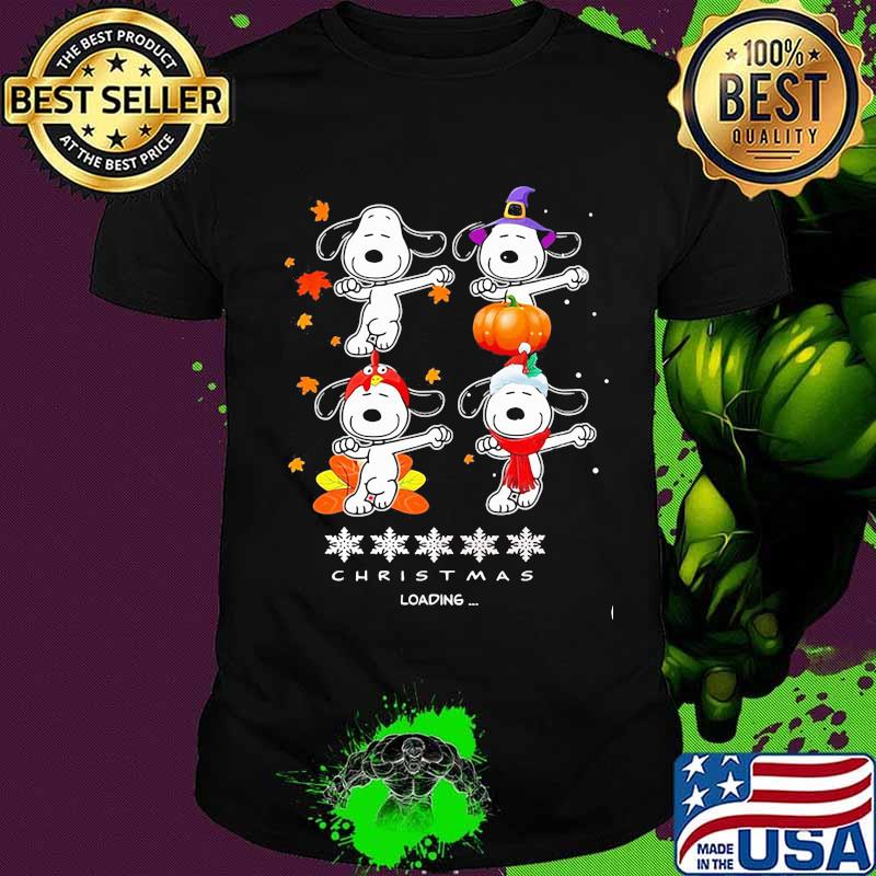 Snoopy christmas loading fall leaves map shirt
