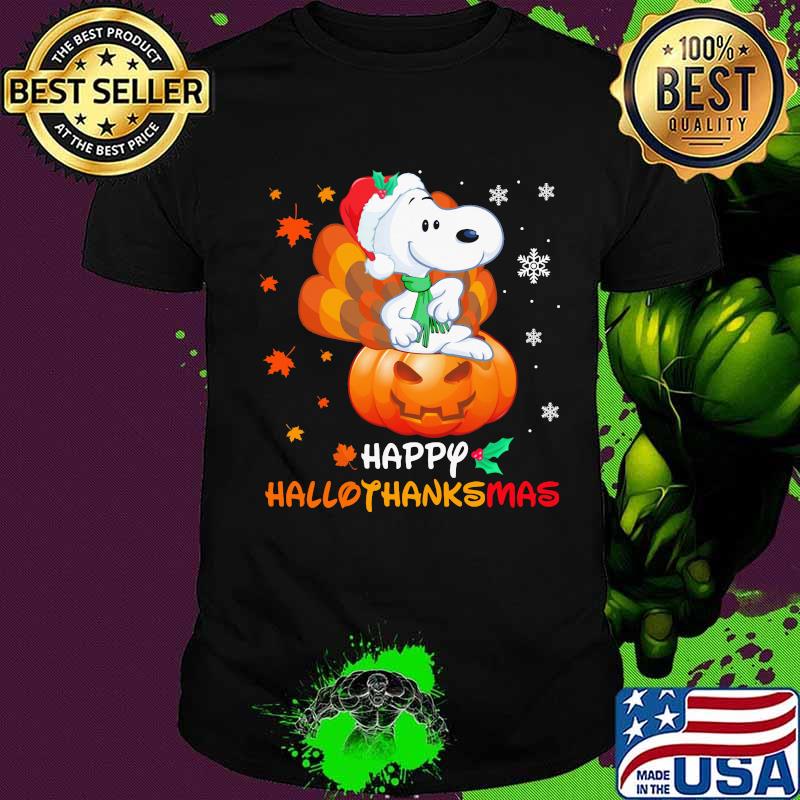 Snoopy happy hallothanksmas halloween thanksgiving christmas shirt