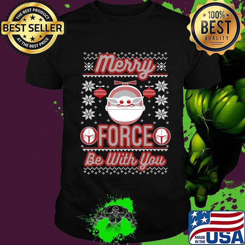 Star Wars The Mandalorian Christmas Merry Force Be With You T-Shirt