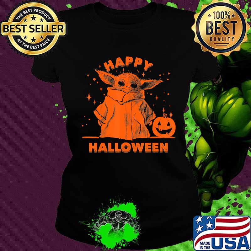 Star Wars The Mandalorian The Child Happy Halloween Baby Yoda T-Shirt Ladies tee Star Wars The Mandalorian The Child Happy Halloween Baby Yoda T-Shirt Ladies tee