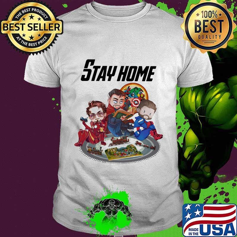 Stay home marvel heroes supernatural shirt