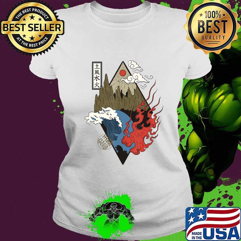 Sunset mountain fire water four elements japanese aesthetic s Ladies tee Sunset mountain fire water four elements japanese aesthetic s Ladies tee