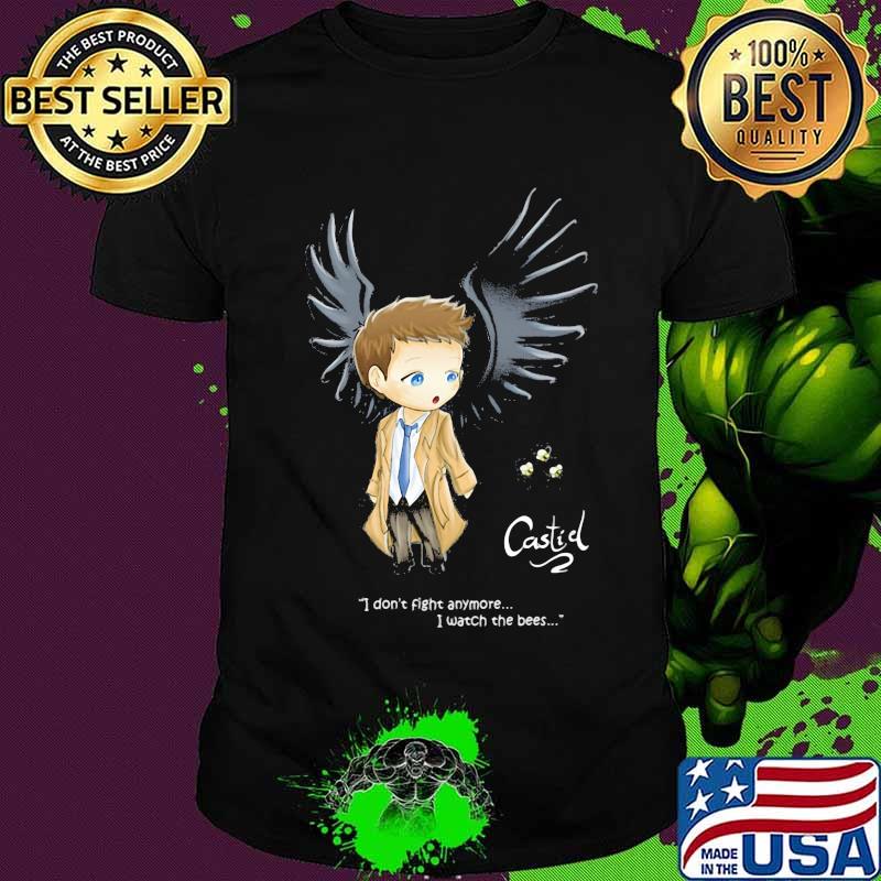 Supernatural dean winchester chibi castiel i don't fight anymore i watch the bees shirt