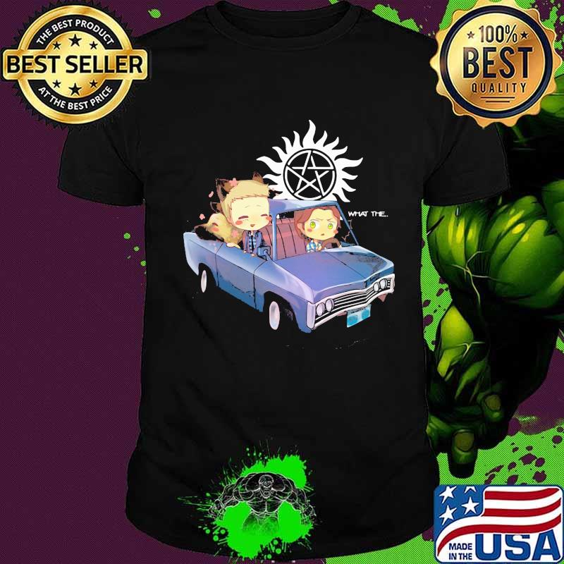 Supernatural dean winchester sam winchester chibi riding car what the shirt