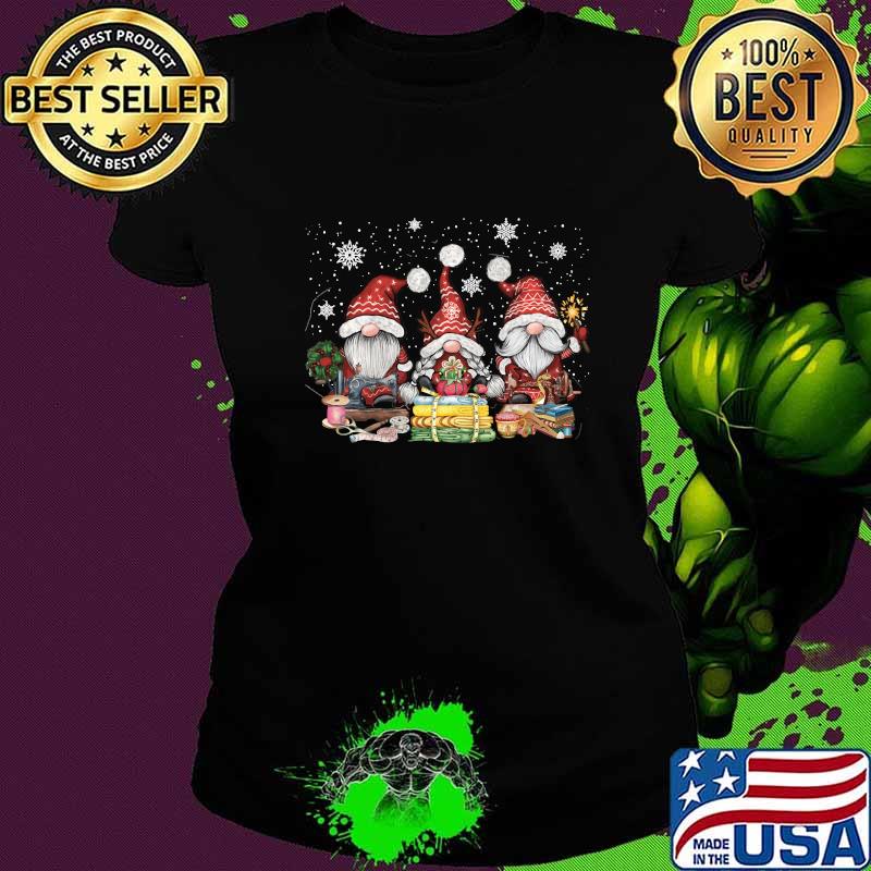 Three santa clause sewing xmas s Ladies tee Three santa clause sewing xmas s Ladies tee