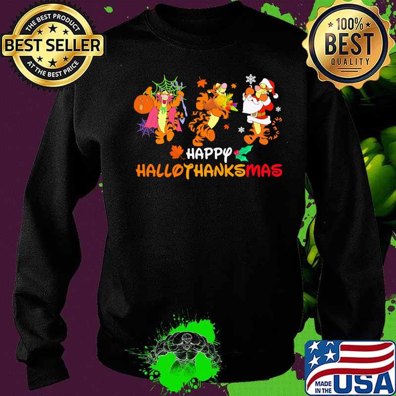 Tigger happy hallothanksmas halloween thanksgiving christmas s Sweater Tigger happy hallothanksmas halloween thanksgiving christmas s Sweater