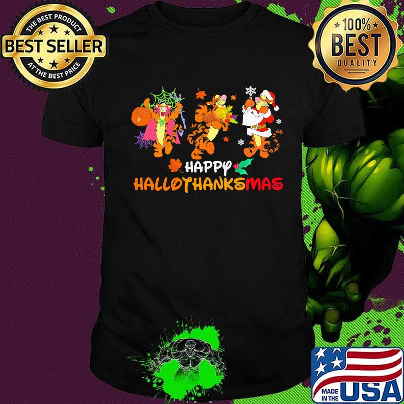 Tigger happy hallothanksmas halloween thanksgiving christmas shirt